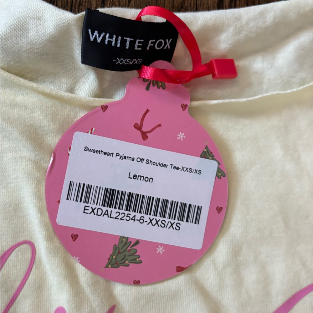 White fox Sweetheart Pyjama Off Shoulder Tee Lemon NET - Picture 4 of 6